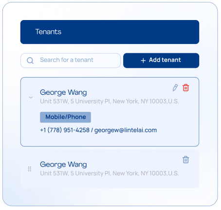 LintelAI tenants list card